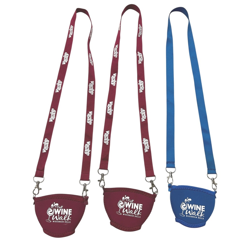Wine Glass Holder Lanyards Wisconsin Dells Fall Wine Walk OS Blue‎ Red Festival